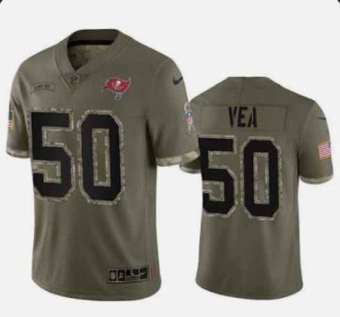 Men%27s Tampa Bay Buccaneers #50 Vita Vea 2022 Olive Salute To Service Limited Stitched Jersey